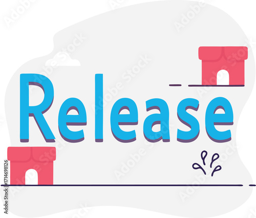 Vector illustration of "Release" with a game design concept