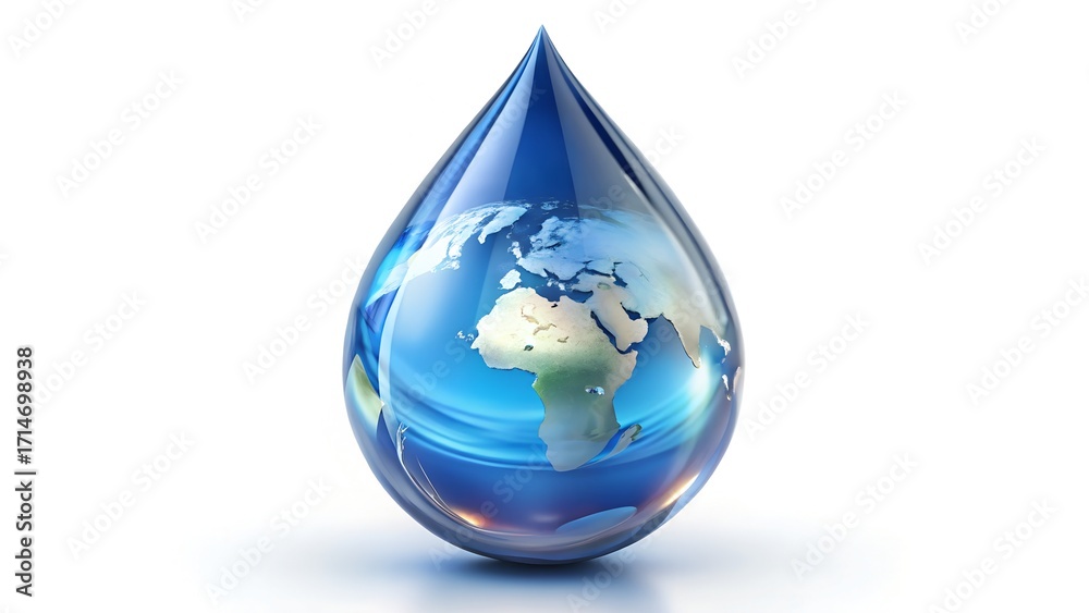 Obraz premium Water Droplet Containing Planet Earth globe.