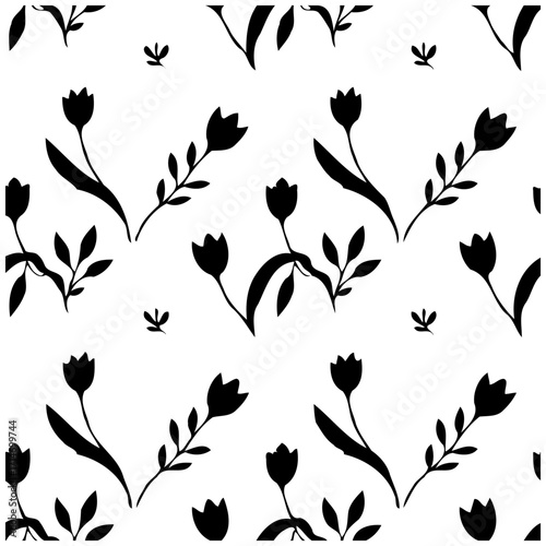 Monochrome floral delight a simple yet elegant arrangement of black silhouettes of blooming tulips