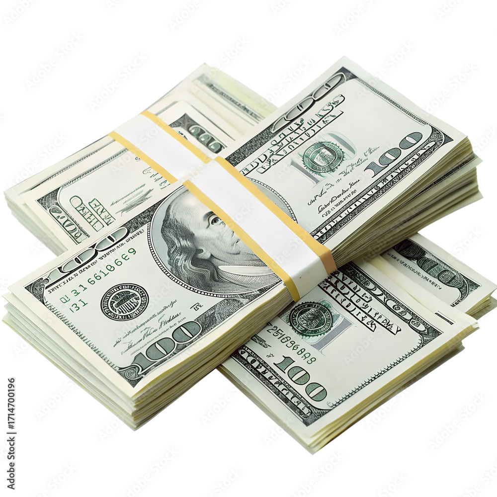 Fototapeta premium Stack of money dollar isolated. png transparent