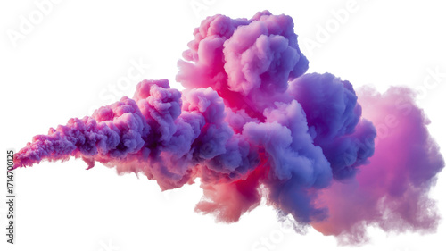 Pink and purple smoke plume against a creates a dreamy effect on transparent background