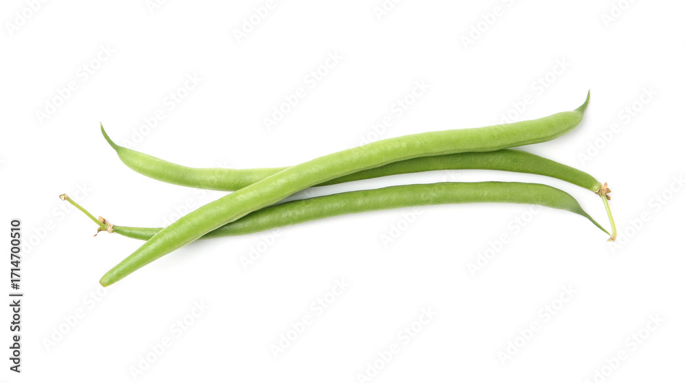 Fototapeta premium Fresh green bean pods isolated on white