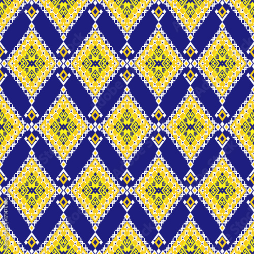 Geometric ethnic pattern seamless background texture, tribal fabric decoration, native style art print graphic design element, carpet wallpaper clothing wrapping batik fabric embroidery style vector