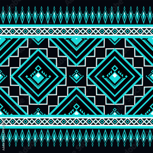 Geometric ethnic pattern seamless background texture, tribal fabric decoration, native style art print graphic design element, carpet wallpaper clothing wrapping batik fabric embroidery style vector