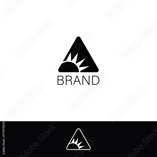 Letter A triangular Sunrise Monogram with two backgrounds.
