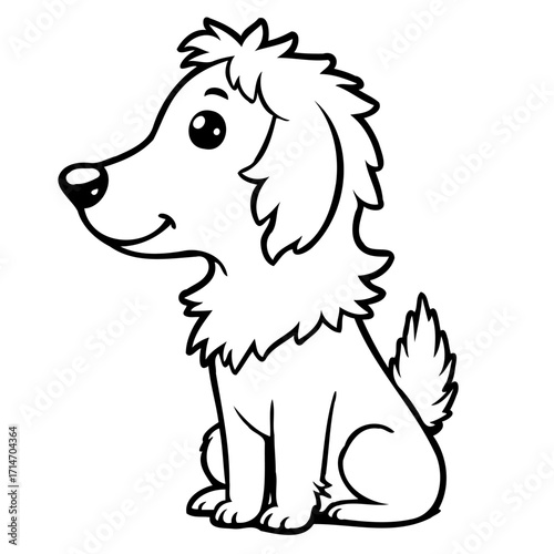 Stylized canine outline illustration showcases a playful pet rendered in simple line art for