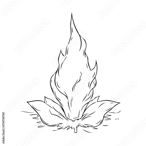Stylized depiction of a plant in flame a unique artistic expression of life and transformation
