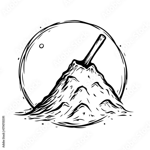 Stylized peak creation illustration symbolizing mountain emergence and earth alteration within