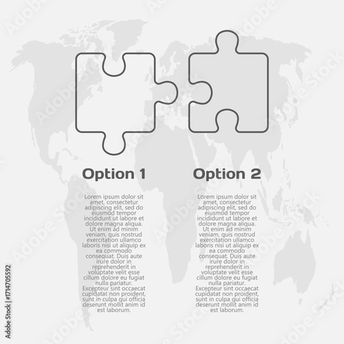 Two steps line infographic, puzzle diagram