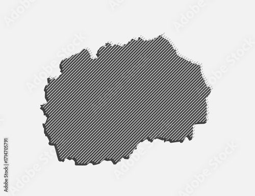 Abstract map North Macedonia, parallel grey lines