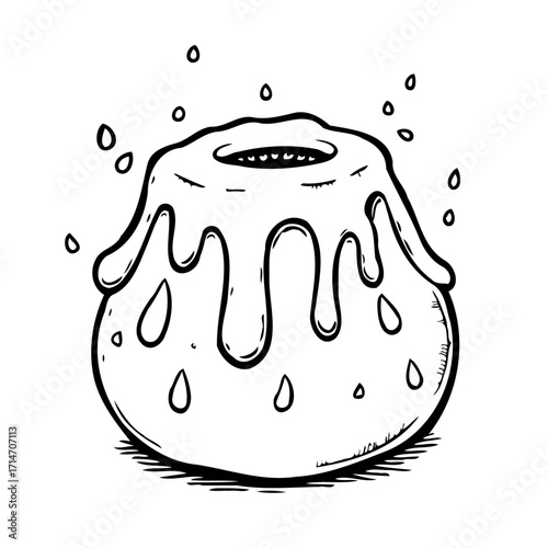Whimsical cake illustration with flowing icing a delightful dessert artwork ready to eat and enjoy