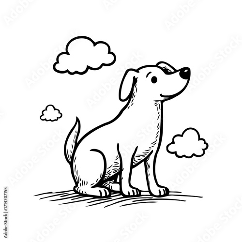 Whimsical canine companion enjoying a peaceful day amongst fluffy clouds delightful simplicity