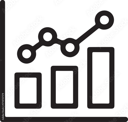 Bar graph with rising line chart icon statistics data
