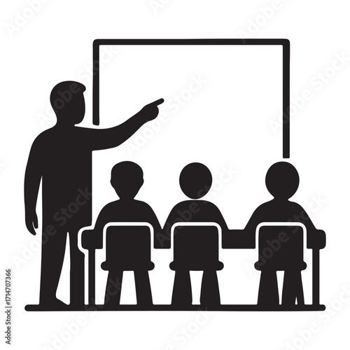 Vector art of teacher lecturing students in classroom