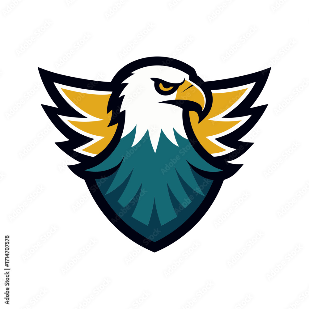 Obraz premium modern bald eagle emblem with swooping wings vector art