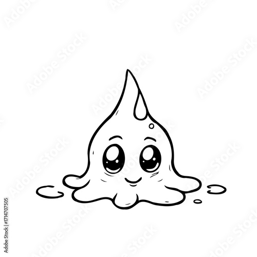 Whimsical droplet character with sweet expression suitable for various creative designs and