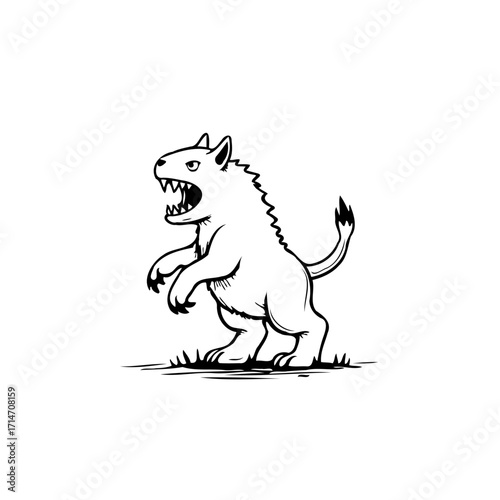 Whimsical illustration featuring an upright hyena with a defiant expression, perfect for