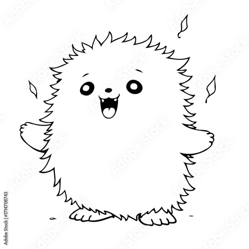 Whimsical spiky creature illustration for children's books promoting happiness and positivity with