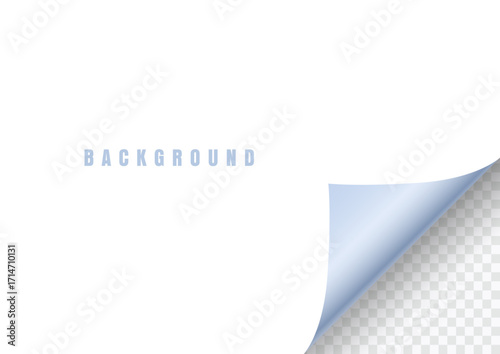 Realistic blue curled corner of paper
