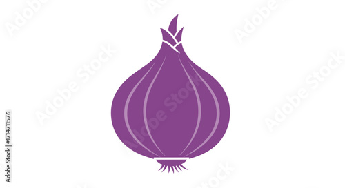 A purple onion icon with a white background.