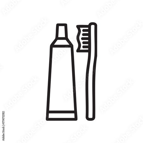 Toothbrush and Toothpaste Icon | Dental Care Vector Illustration