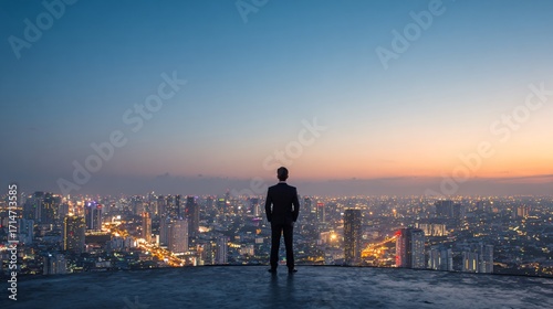 Rooftop at Blue Hour: Vision Over the City — city skyline