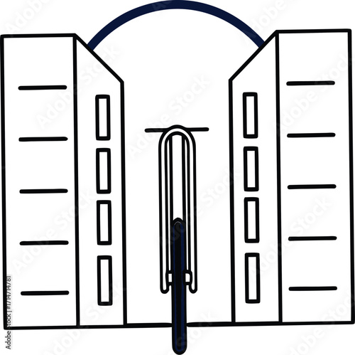 Vector illustration of business office building with ladder and book design concept