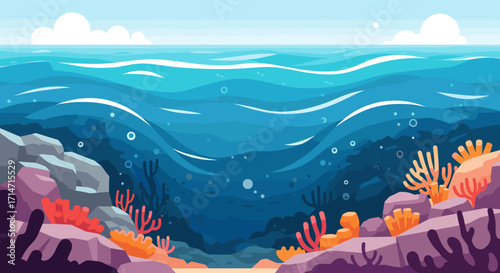 Explore the vibrant underwater world with colorful coral reefs, perfect for nature themed designs or illustrating marine biology content