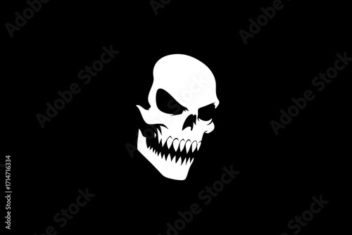 skull on black background