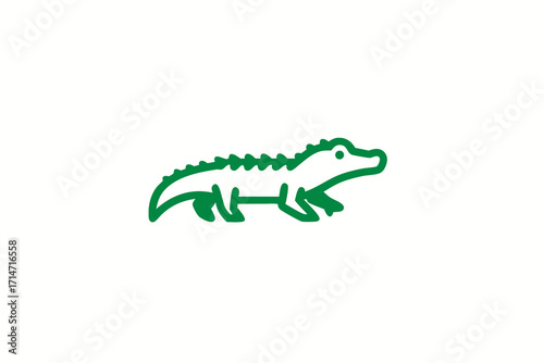set of funny cartoon crocodile