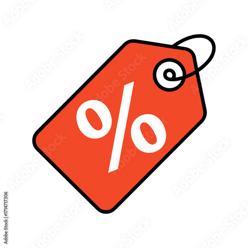 red discount price tag with percentage symbol vector illustration for sale promotion offer and shopping