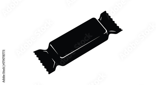 Simple black and white illustration of a wrapped candy isolated on white