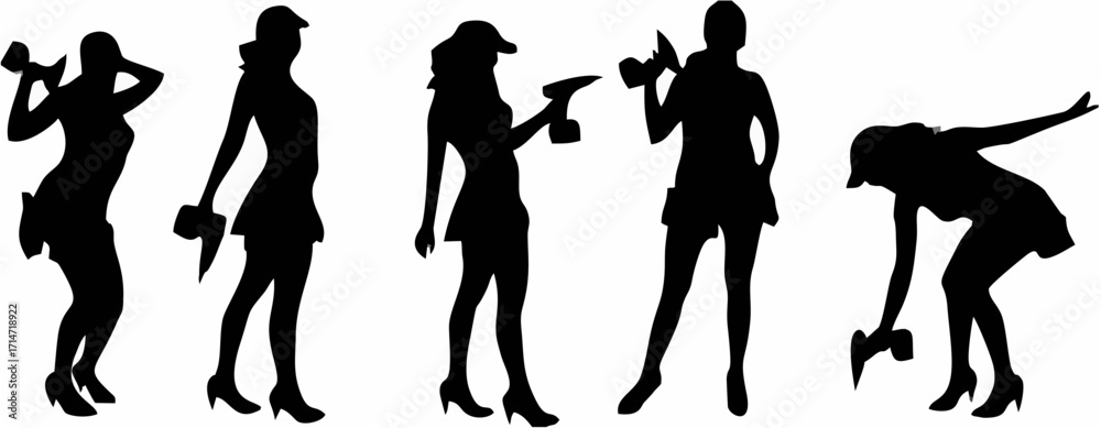 Fototapeta premium Vector silhouette of a woman7...