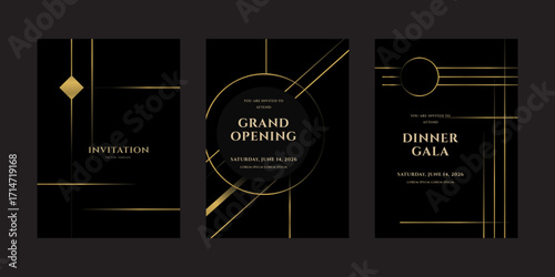 Luxury Event Invitations  Grand Opening, Dinner Gala, Vector Templates