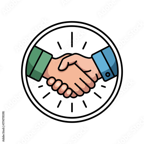handshake vector illustration inside circle icon symbolizing business partnership deal agreement and trust