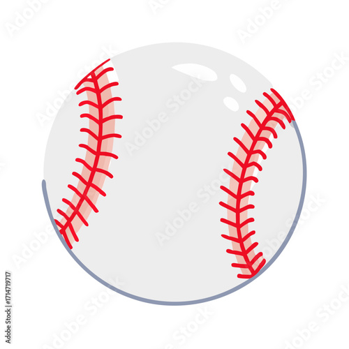 White Baseball with Red Stitches Colored Icon