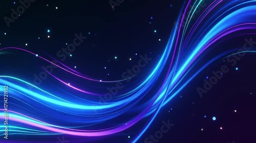 Abstract Glowing Light Streaks Flowing on Dark Background