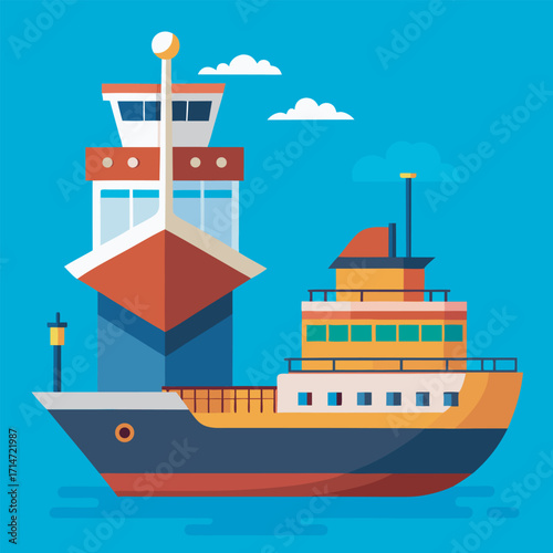 Modern Flat Style Ocean Transportation Illustration