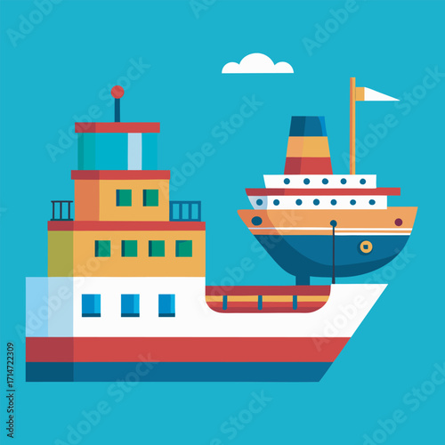 Modern Flat Style Ocean Transportation Illustration
