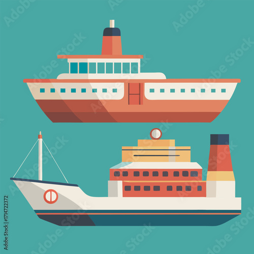 Modern Flat Style Ocean Transportation Illustration