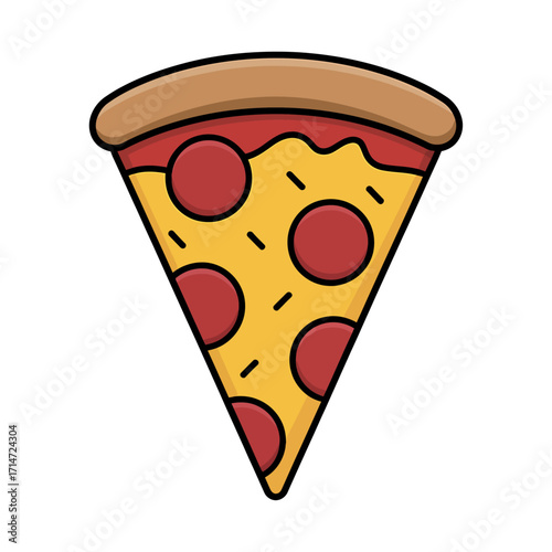 pepperoni pizza slice vector illustration with cheese topping fast food snack isolated on white background