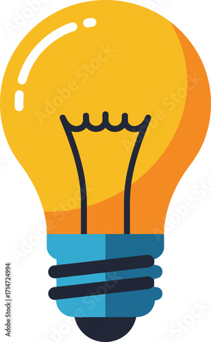 Vector art of yellow light bulb representing an idea or innovation on a transparent background