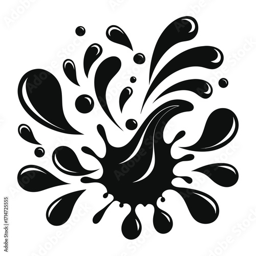 Black ink splash abstract vector illustration on white background