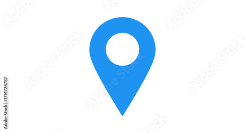 Simple Blue Location Pin Icon with White Center Hole.