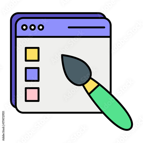 Web Design and Development or graphics Design Color Outline Icons Pack and Illustrations  