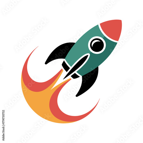 rocket launch vector illustration with fire trail symbolizing startup growth speed innovation success