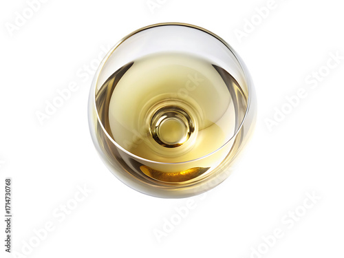 Top View of White Wine in a Clear Glass Goblet drink beverage isolated on a transparent background