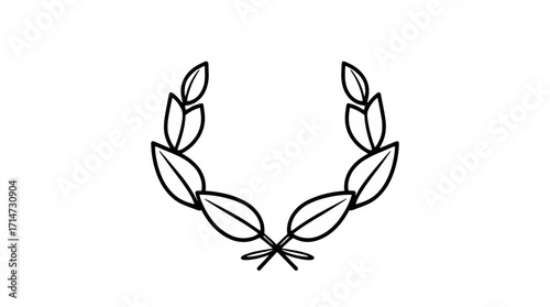 Simple black line drawing of a laurel wreath, symbolizing victory or achievement.