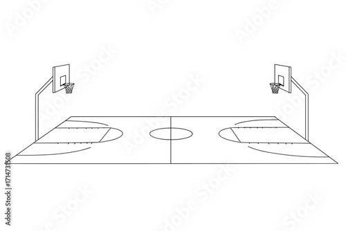 Basketball court top view, Basketball court line
