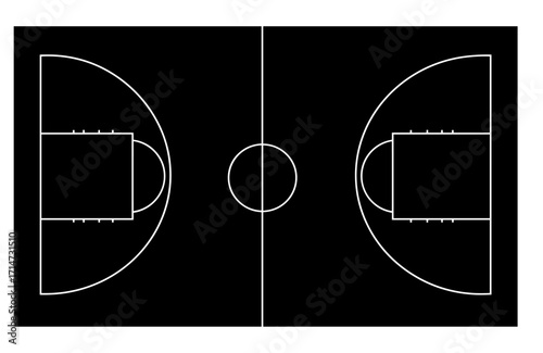 Basketball court top view, Basketball court line
